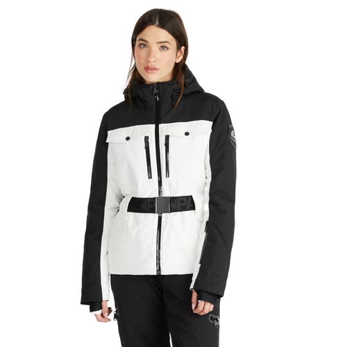 Pajar Women's Active Collection Logo Belted Hooded Zip Up Jacket In White Op