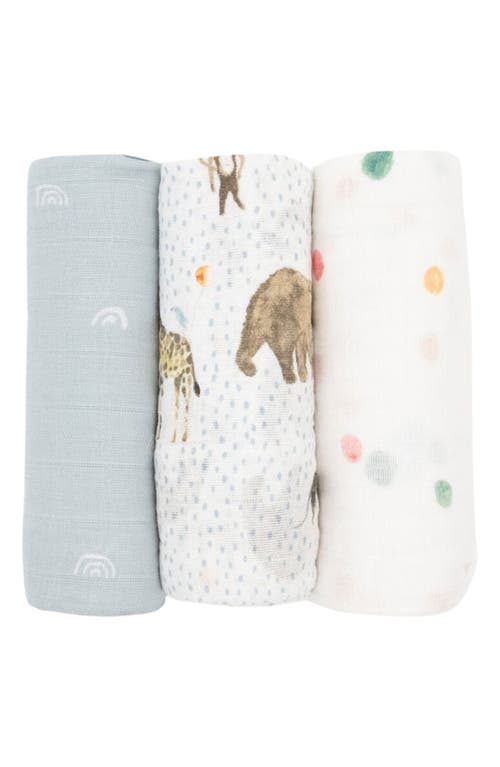 little unicorn 3-Pack Organic Cotton Muslin Swaddle Blankets in Party Animal at Nordstrom