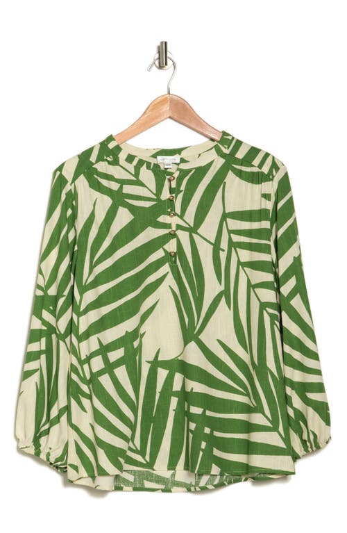 Shop Gemma + Jane Palm Print Long Sleeve Top In Cream/green