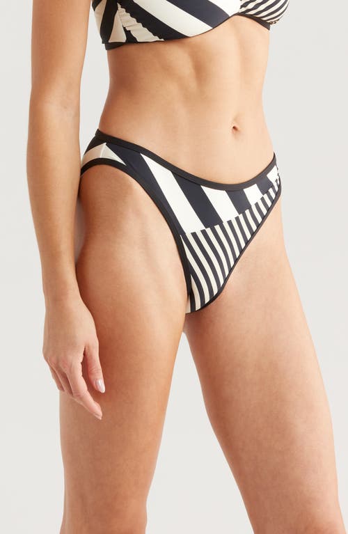 Solid & Striped Brody Bikini Bottom In Zebra In Noir Stripe