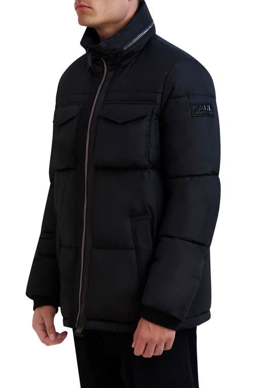 Karl Lagerfeld Paris Channel Quilted Puffer Jacket In Black
