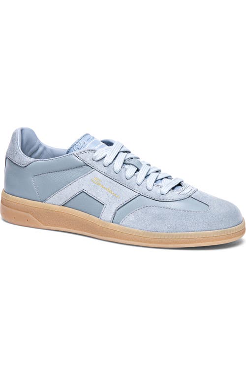 Santoni Dbs Mixed Leather Low-top Sneakers In Light Blue