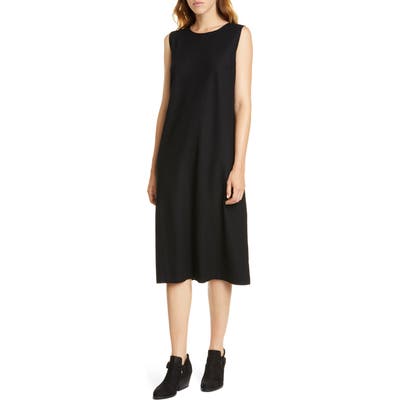 Petite Eileen Fisher Wool Lantern Dress, Black
