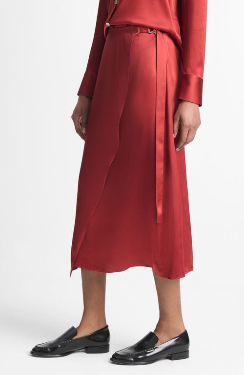 Shop Vince Draped D-ring Wrap Skirt In Dark Scarlet