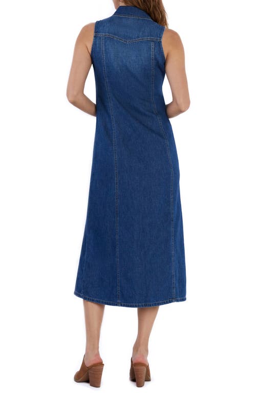 Wash Lab Denim Denim Maxi Shirtdress In Tint Blue