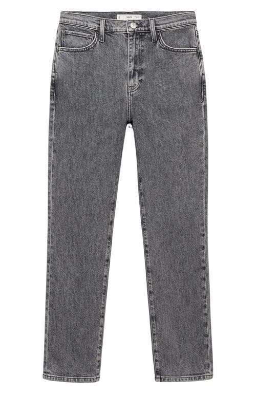 Mango Claudia Waxed Crop Slim Fit Jeans In Open Grey