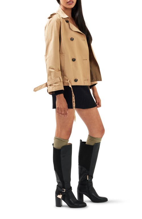 Belle & Bloom Cool Nights Cropped Trench Coat In Khaki