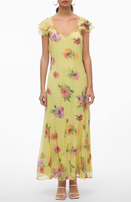 Smilla Floral Print Ruffle Dress in Mellow Green Aop Sil