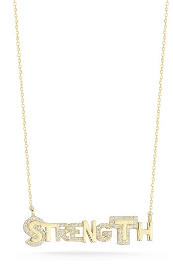 Glaze Jewelry Cz 'strength' Pendant Necklace In Gold