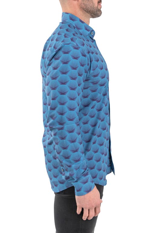 Maceoo Einstein Stretch Horizon Button-up Shirt In Blue