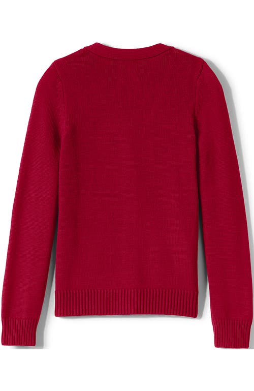 Lands' End School Uniform Girls Cotton Modal Button Front Cardigan Sweater In Red