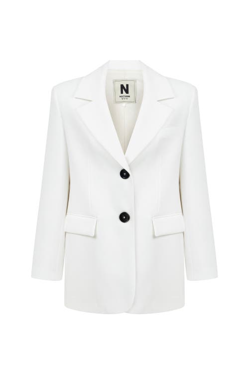 Shop Nocturne Padded Shoulder  Blazer Jacket In Ivory