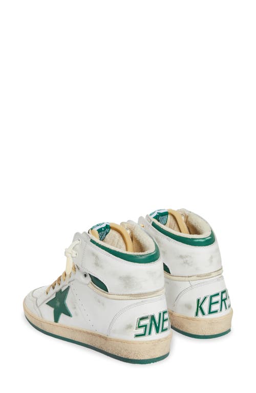 Shop Golden Goose Sky-star High Top Sneaker In White/green