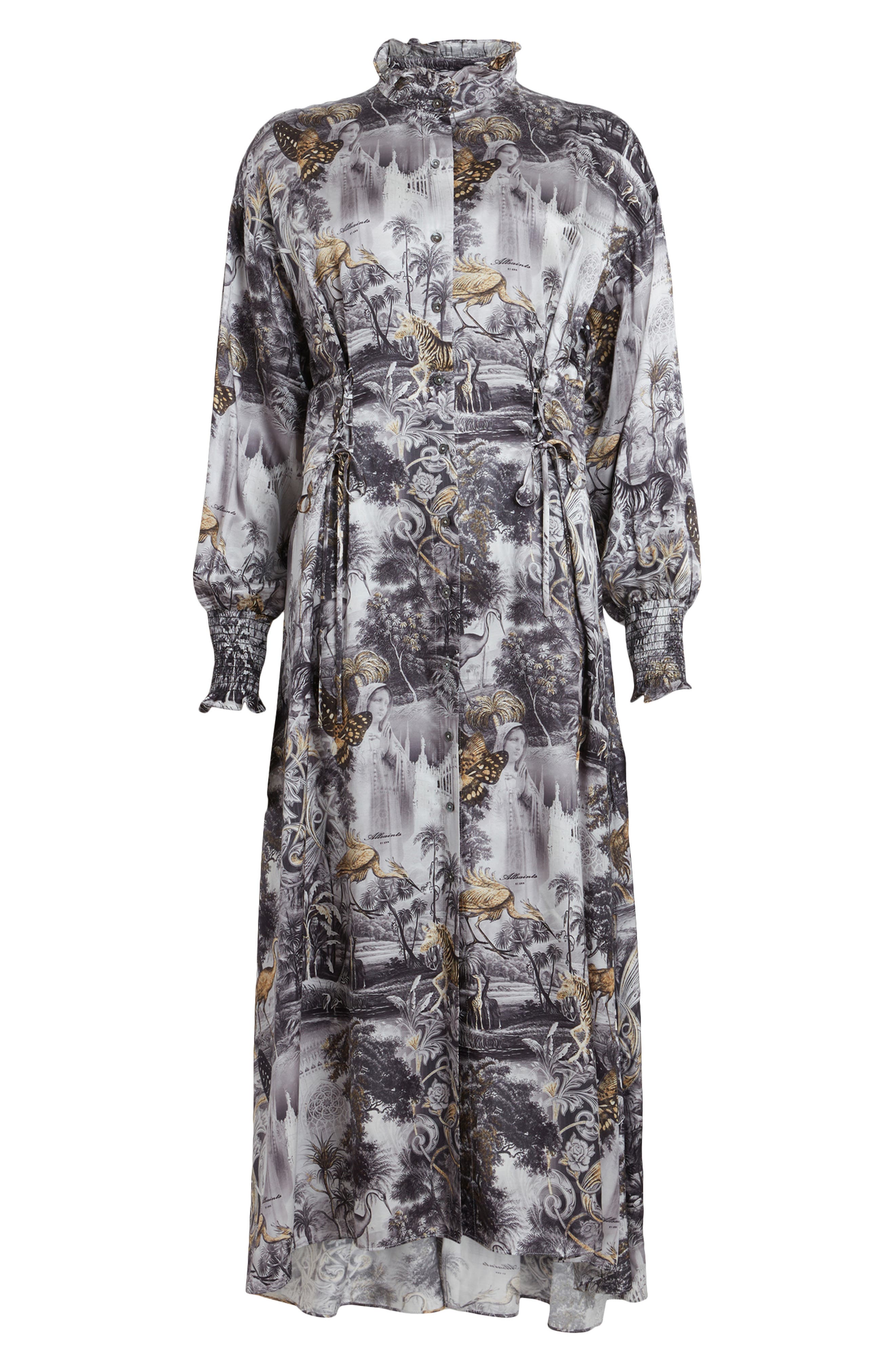 AllSaints Amber Beverly Midi Dress in Grey Smart Closet