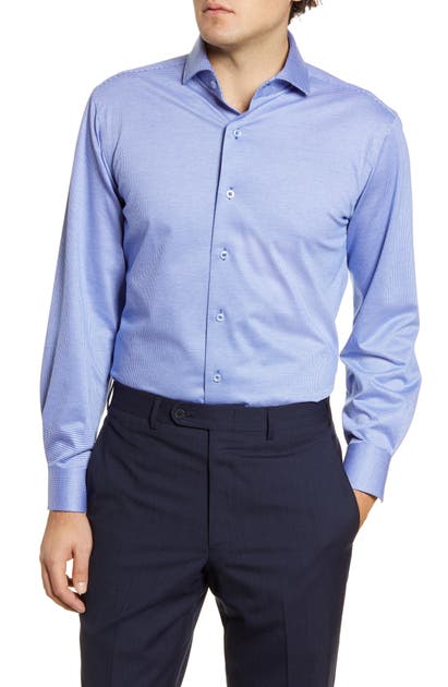 LORENZO UOMO TRIM FIT KNIT HOUNDSTOOTH DRESS SHIRT,NF9F189
