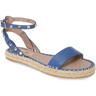 Valentino Garavani Rockstud Espadrille Sandal, Blue