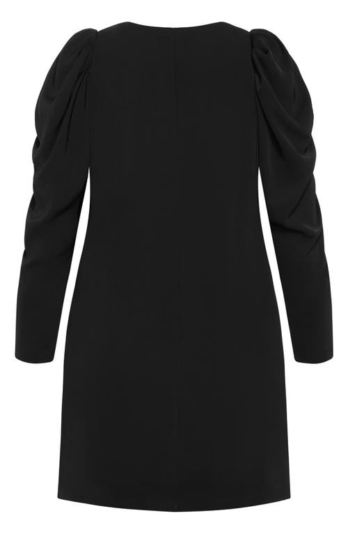 Shop City Chic Katalina Puff Long Sleeve Dress In Black