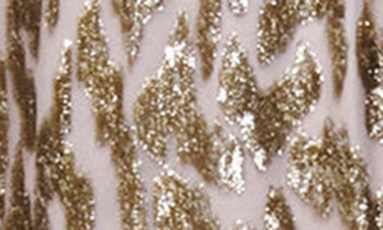 Simkhai Camryn Metallic Burnout Long Sleeve Minidress In Gold