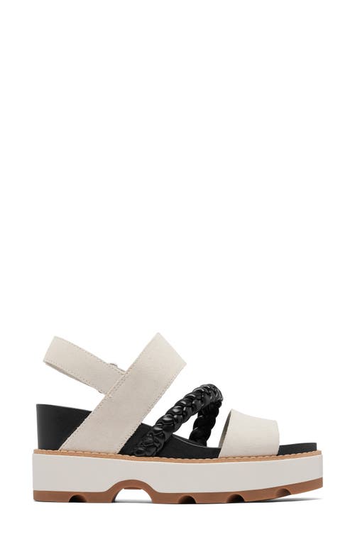 Shop Sorel Joanie Iv Slingback Platform Wedge Sandal In Chalk/black