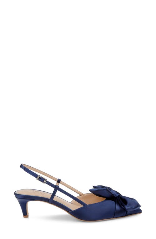 Jewel Badgley Mischka Shoshana Pointed Toe Slingback Pump In Navy Satin