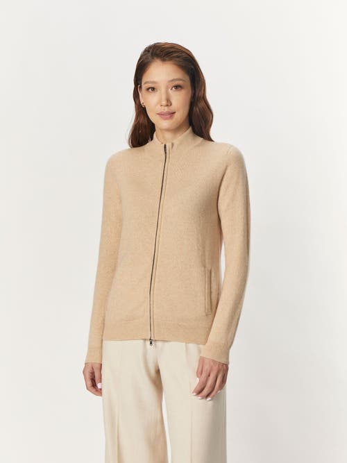 Shop Gobi Cashmere Full-zip Cashmere Cardigan In Beige