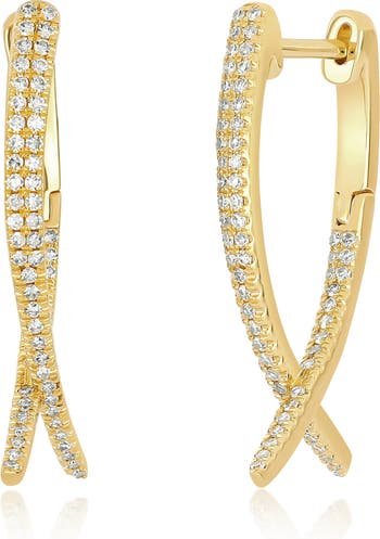 EF Collection Diamond Loop Hoop Ear Jackets 14K Yellow Gold