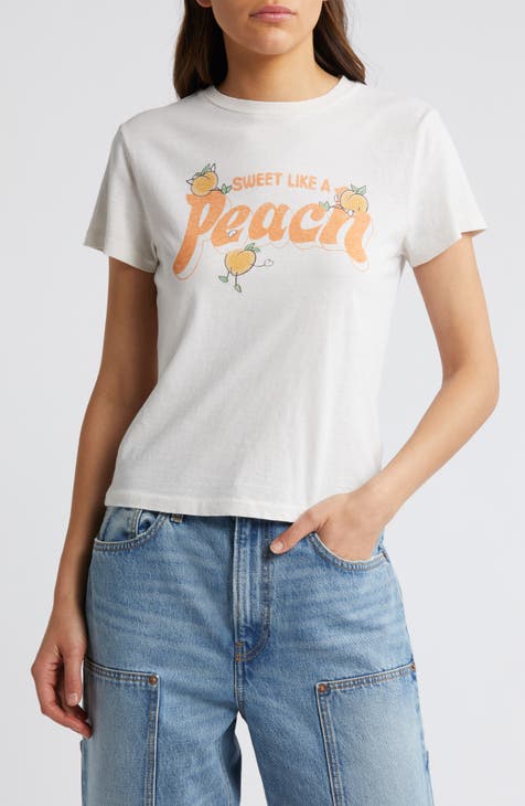 Peach Cotton Graphic T-Shirt