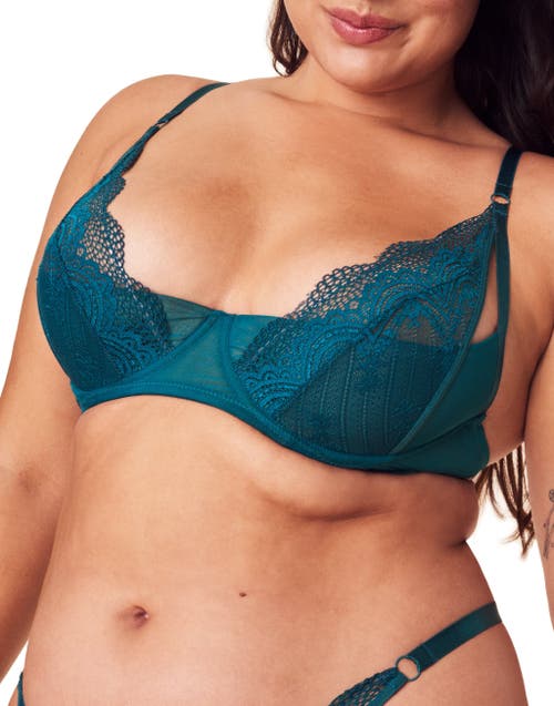 Shop Adore Me Kaia Unlined Quarter Cup Bra In Dark Blue