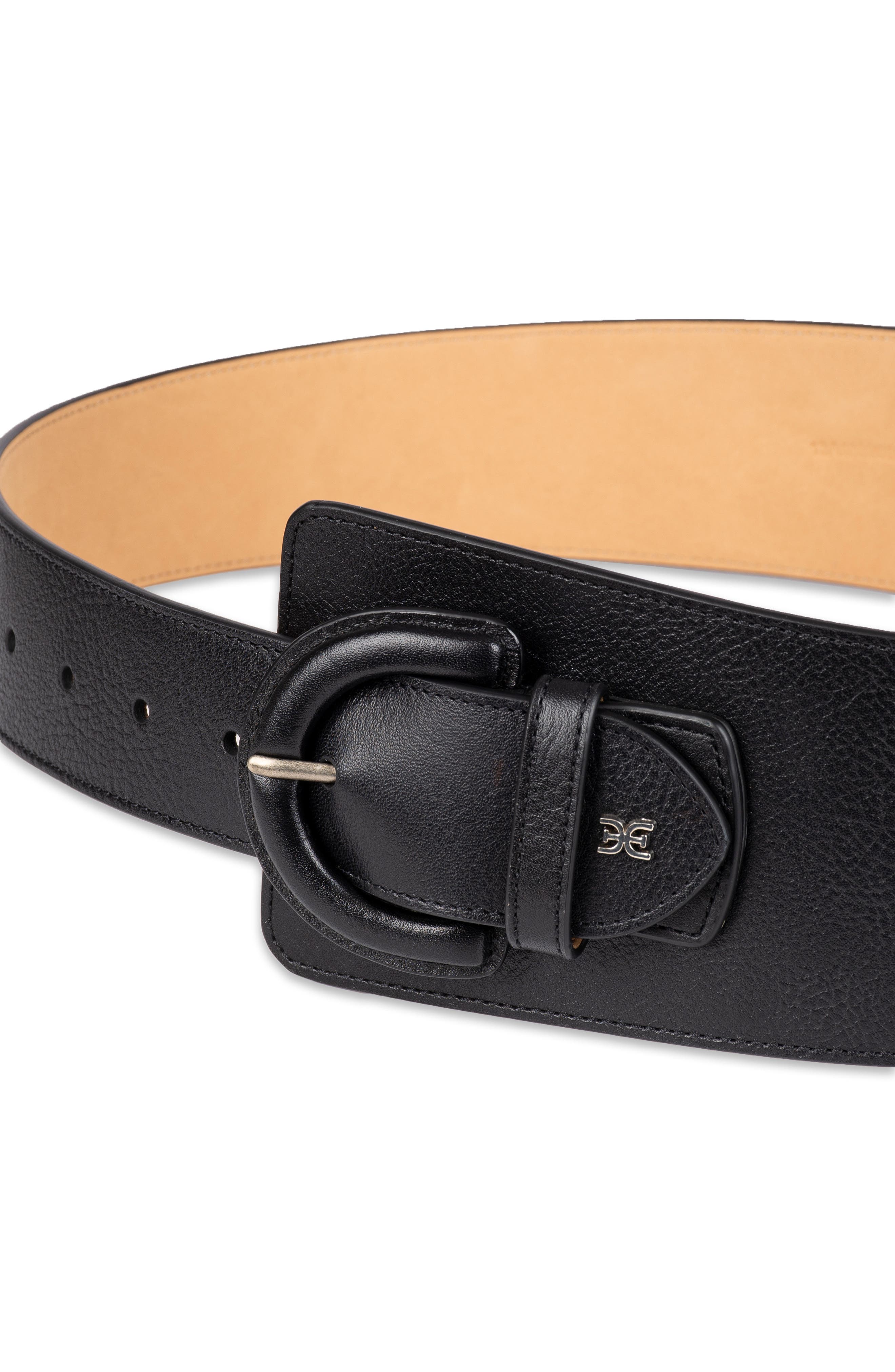 Sam Edelman Women's Double-E Logo Plaque Buckle Belt