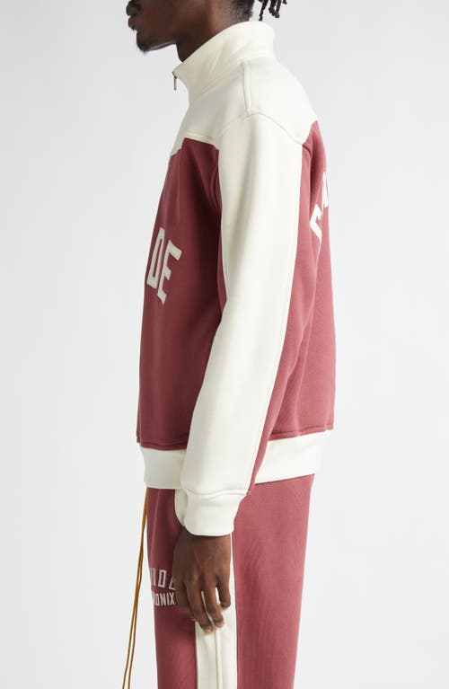 Shop Rhude Chamonix Cotton Half Zip Pullover In Maroon/off White