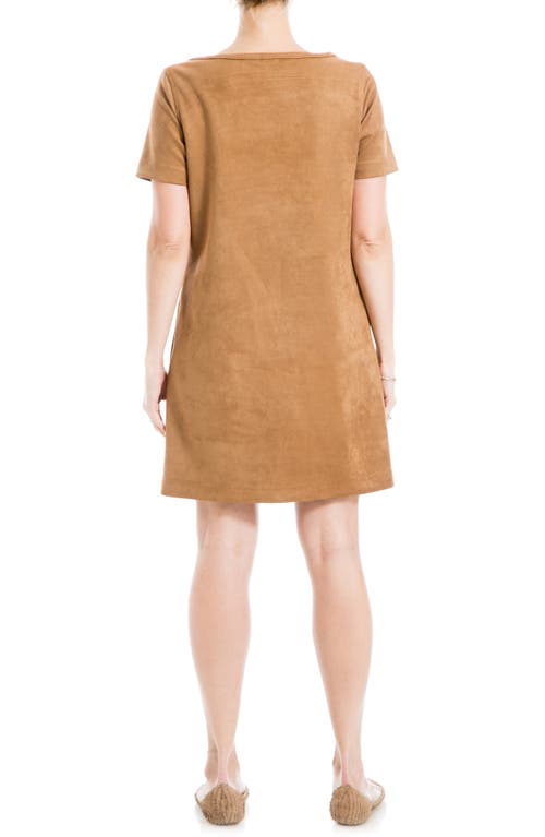 Max Studio Faux Suede Shift Dress In Vicuna-vicuna