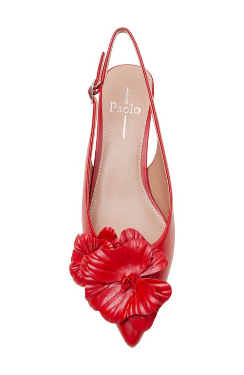 Linea Paolo Castiel Slingback Pointed Toe Kitten Heel Pump In Lipstick Red