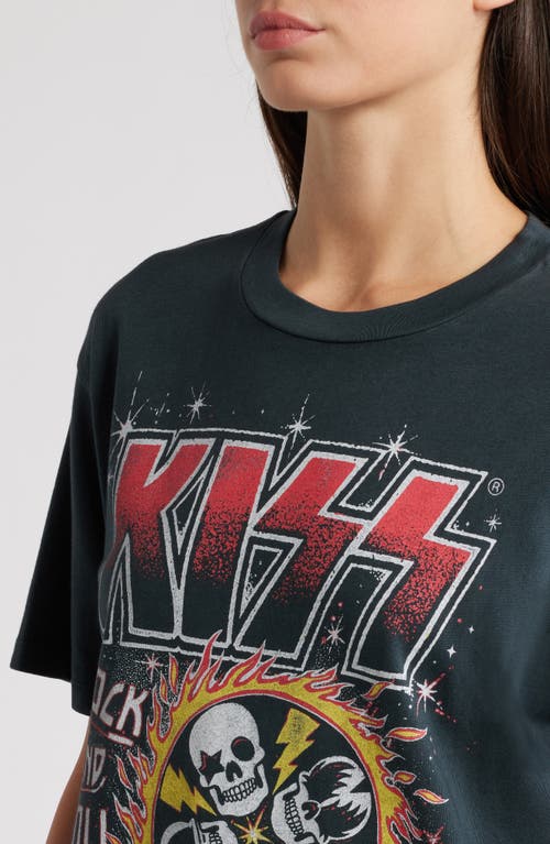 Shop Daydreamer Kiss Rock & Roll Over Cotton Graphic T-shirt In Vintage Black