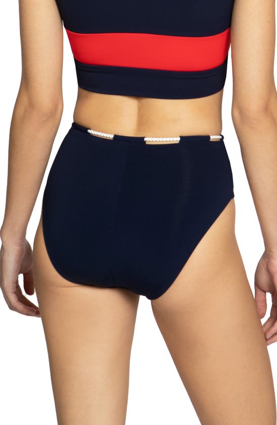 Shop Robin Piccone Babe High Waist Bikini Bottoms In Navy Combo