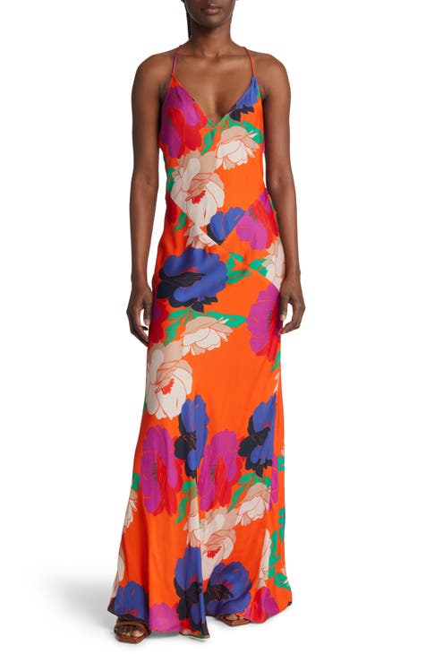 Ann Marie Floral Print Silk Slipdress