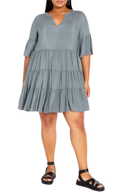 City Chic Nathalie Tiered Dress in Deep Sage at Nordstrom, Size Xs