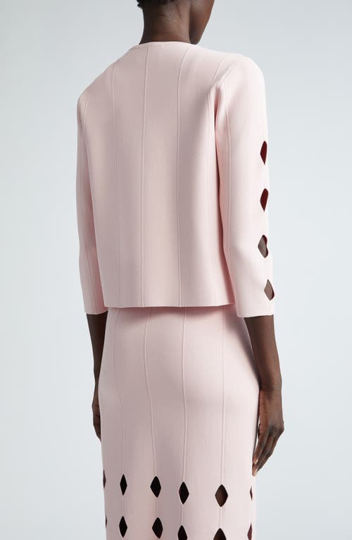 St John St. John Collection Milano Knit Cutout Sleeve Cardigan In Pale Pink