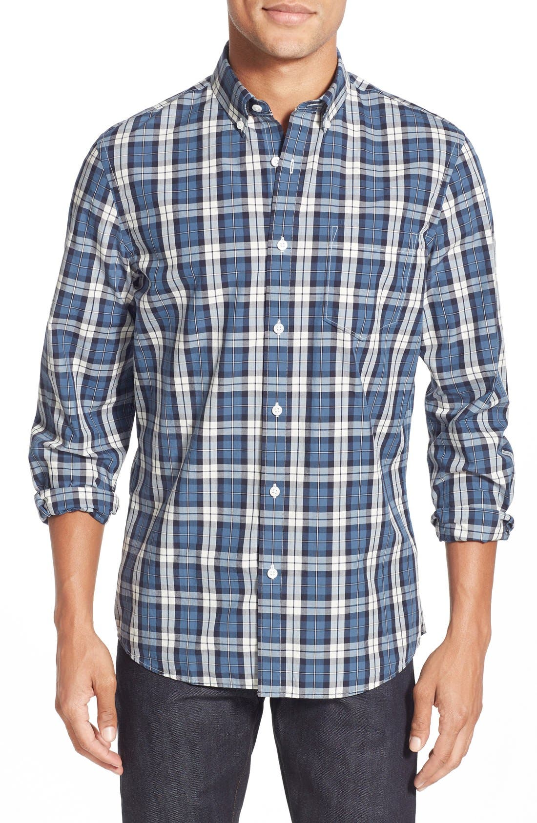 Nordstrom Men's Shop Trim Fit Long Sleeve Plaid Oxford Sport Shirt (Regular & Tall) Nordstrom