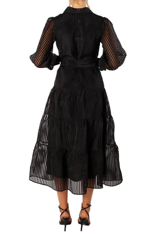 Petal And Pup Petal & Pup Neve Long Sleeve Tiered Shirtdress In Black