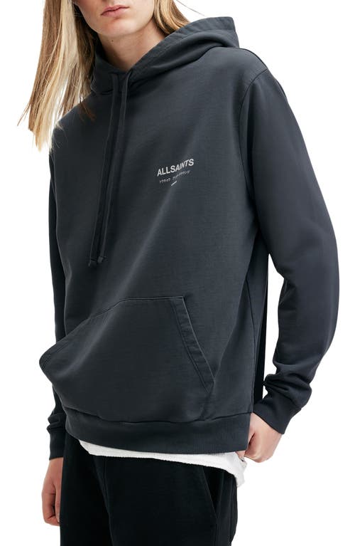 Shop Allsaints Underground Logo Graphic Hoodie In Pearl Grey