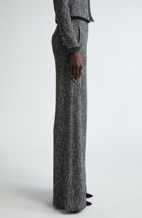 Shop St John St. John Collection Tweed Wide Leg Trousers In Black/chalk Multi