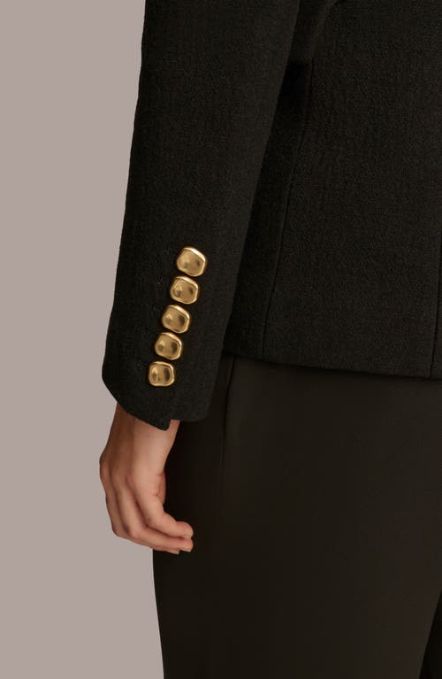 Donna Karan New York Double Breasted Wool Blend Blazer In Black