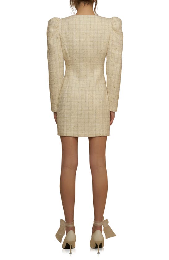 Shop Endless Rose Premium Long Sleeve Tweed Mini Dress In Ivory