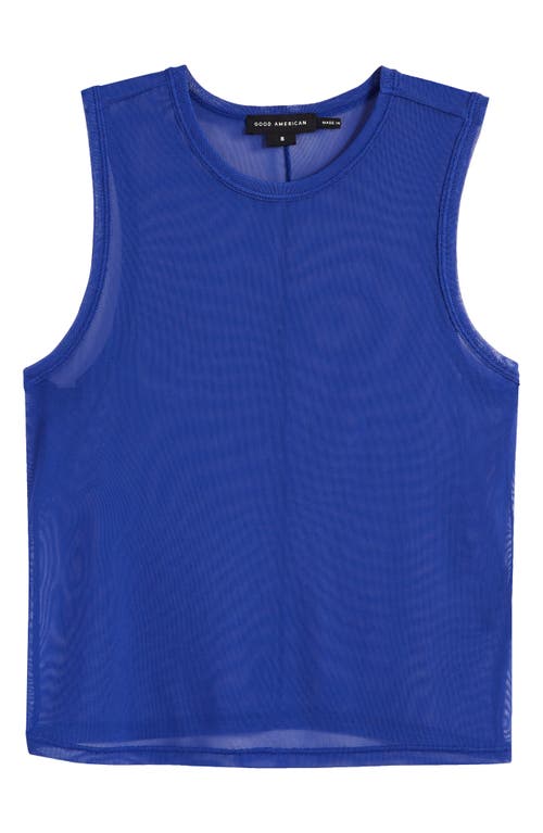 Good American Semisheer Mesh Crop Cover-up Tank In Capri Blue004