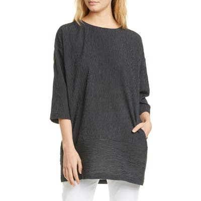 Eileen Fisher Bateau Neck Organic Cotton Blend Tunic, Black