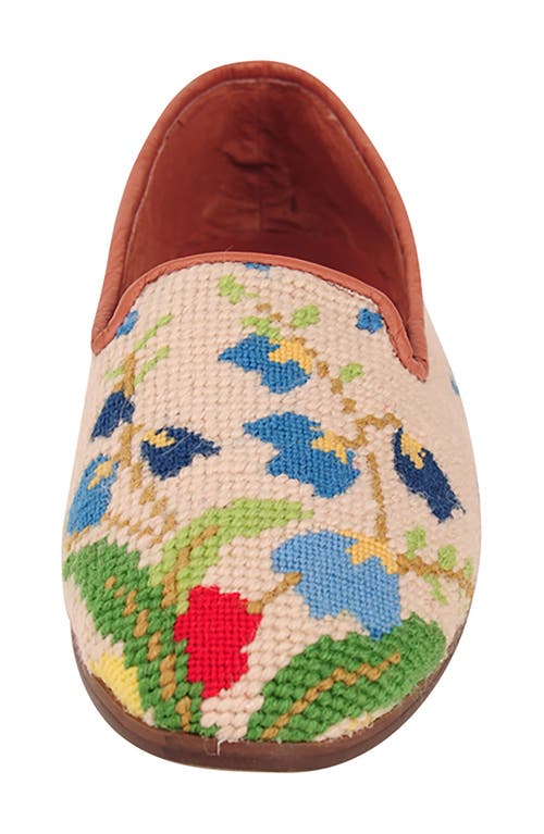 Shop Bypaige By Paige Needlepoint Bluebell Bouquet Flat In Sand/blue