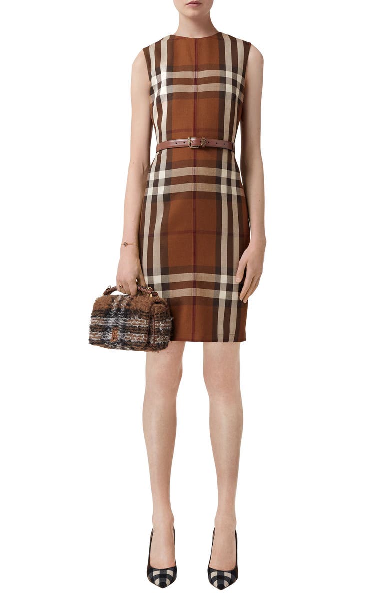 Burberry Macy Check Sleeveless Wool & Cotton Sheath Dress | Nordstrom