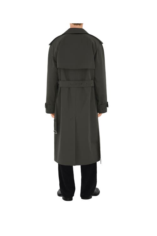 Shop Burberry Long Gabardine Trench Coat In Graphite