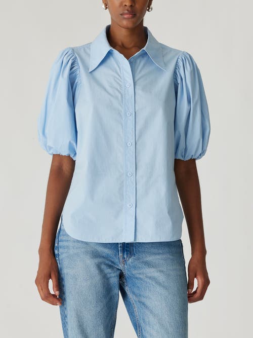 Shop Rebecca Taylor Puff Sleeve Button Down Shirt In French Blue