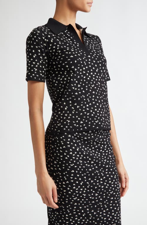 Max Mara Acqua Heart Print Polo Sweater In Black